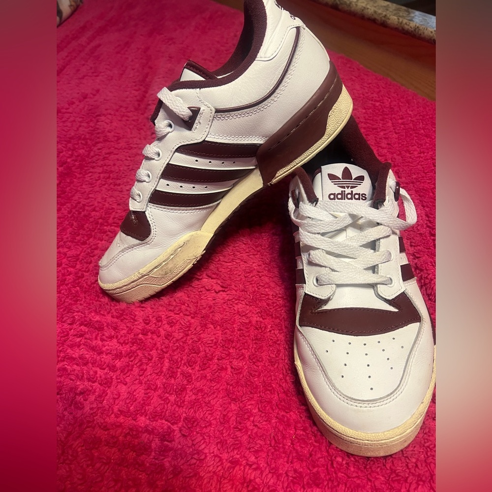 Adidas White and Maroon Sneakers